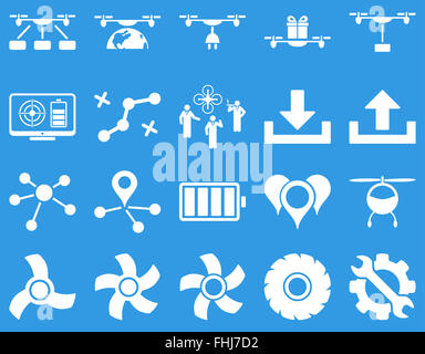 Drone quadcopter Air et icônes d'outils Banque D'Images