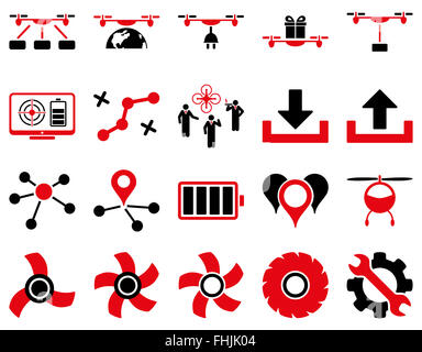 Drone quadcopter Air et icônes d'outils Banque D'Images