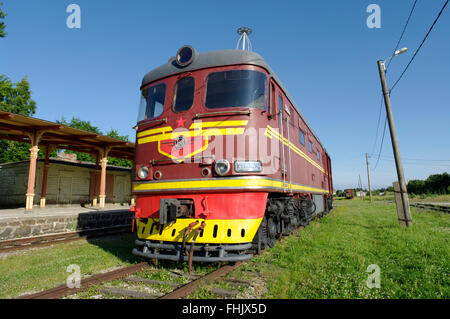 Le chemin de fer et des communications à Haapsalu, exposition du Musée de la vieille locomotive diesel 60 tep. Haapsalu, Estonie Banque D'Images