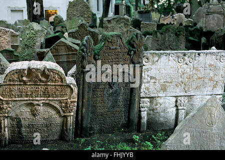 République tchèque, Prague, Josefov, ancien cimetière juif Banque D'Images