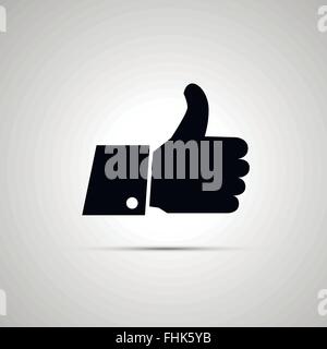 L'icône noire Thumbs up avec ombre Illustration de Vecteur