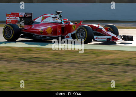 Montmelo, Espagne. 25 Février, 2016. Raikkonen pilote. L'écurie Ferrari. La formule 1 jours de test sur le circuit de Catalunya. Montmelo, Espagne. 25 février 2016 Crédit : Miguel Aguirre Sánchez/Alamy Live News Banque D'Images