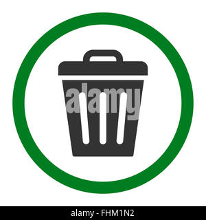 Poubelle télévision couleurs verte et grise Icône raster arrondie Banque D'Images