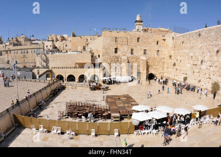 Mur des lamentations, vieille ville de Jérusalem, Israël Banque D'Images