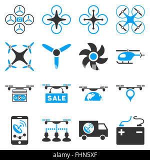 Service de drone icon set Banque D'Images