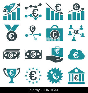 Euro affaires bancaires et outils service icons Banque D'Images