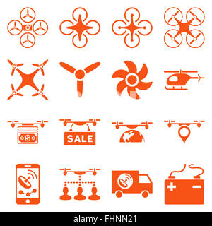 Service de drone icon set Banque D'Images