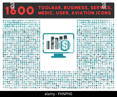 L'icône du Moniteur des ventes avec de grandes collections de pictogrammes Banque D'Images