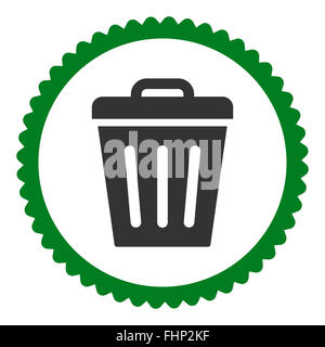 Télévision Corbeille ronde couleurs verte et grise Icône timbre Banque D'Images