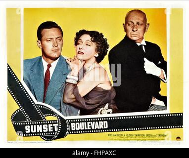 WILLIAM HOLDEN, Gloria Swanson, Erich von Stroheim, SUNSET BOULEVARD, 1950 Banque D'Images