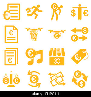 Euro affaires bancaires et outils service icons Banque D'Images