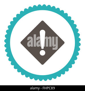 Télévision d'erreur et gris couleurs cyan icône timbre rond Banque D'Images