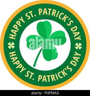 Heureux Saint Patricks day Greeting card label Illustration de Vecteur