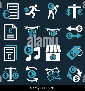 Euro affaires bancaires et outils service icons Banque D'Images