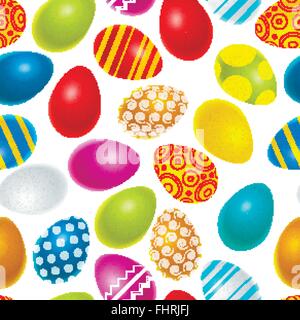 Les oeufs de Pâques colorés lumineux seamless pattern Illustration de Vecteur