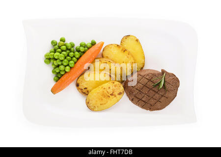 Mignon de boeuf sur plaque, vue d'en haut. Banque D'Images