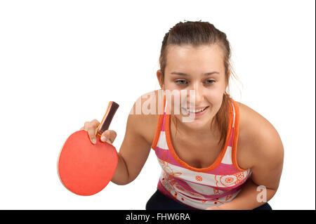 Jeune fille joue au ping-pong Banque D'Images