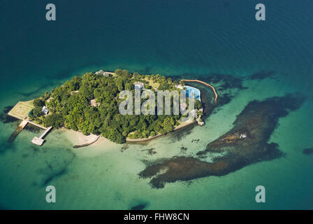 Vue aérienne de l'île de la baie de Cavaco Jacuecanga Banque D'Images