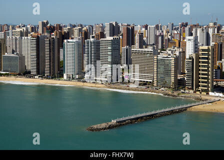 Vue aérienne de la promenade de l'Avenue Beira Mar à Fortaleza Meireles Iracema et entre Banque D'Images