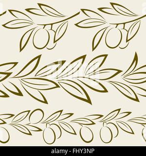 Seamless, branche d'Olivier aux fruits rouges Illustration de Vecteur