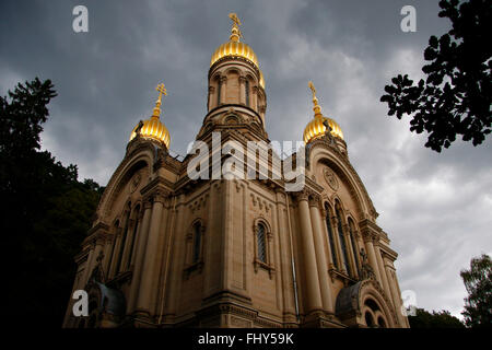Russisch-orthodoxe Kirche, Neroberg, Wiesbaden. Banque D'Images