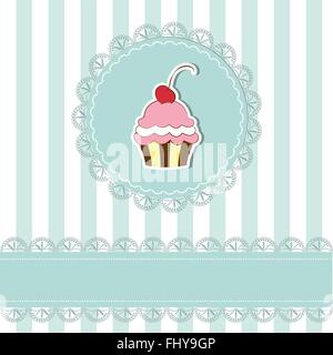 Carte d'invitation cupcake cerise sur le motif de fond transparent Illustration de Vecteur