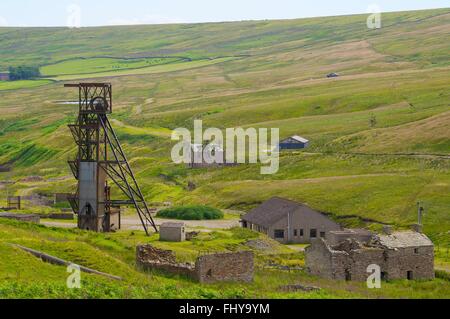 La mine désaffectée de Grove, bâtiments de la mine de râteau Rookhope District, Weardale, North Pennines, County Durham, England, UK. Banque D'Images