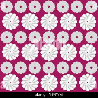 Fleurs blanches sur fond rose. Vecteur de fond numérique modèle. Illustration de Vecteur