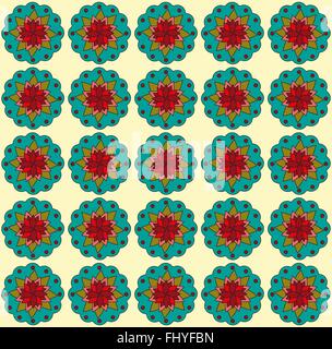 Teal fleurs sur fond beige. Vecteur de fond numérique modèle. Illustration de Vecteur