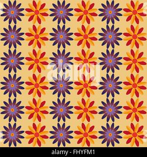 Des fleurs orange et bleu sur fond clair. Vecteur de fond numérique modèle. Illustration de Vecteur