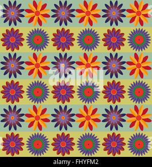 Rouge, orange, bleu motif floral. Vecteur de fond numérique modèle. Illustration de Vecteur