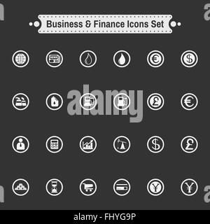 Affaires et Finance Télévision Icons Set. Illustration vecteur de fond numérique sur toile noire. Illustration de Vecteur