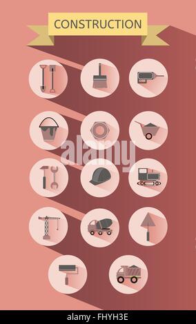 Kit de construction. Télévision style round vector illustrations du bâtiment. Illustration de Vecteur