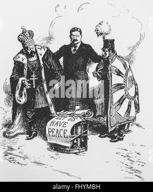 Caricature de guerre russo-japonaise . Banque D'Images