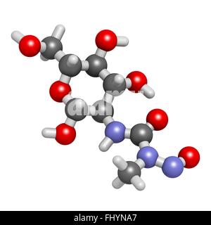 Cancer de la streptozotocine molécule du médicament utilisé dans le traitement d'un cancer métastatique des cellules des îlots pancréatiques Les atomes sont représentés Banque D'Images