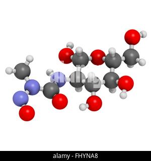 Cancer de la streptozotocine molécule du médicament utilisé dans le traitement d'un cancer métastatique des cellules des îlots pancréatiques Les atomes sont représentés Banque D'Images