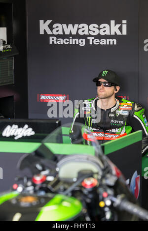 Phillip Island, Australie. Feb 27, 2016. Phillip Island, Australie. Superpole. Tom Sykes, Kawasaki Racing Team World Superbike. Championnat du Monde FIM Supersport, ronde 1. Credit : Russell Hunter/Alamy Live News Banque D'Images