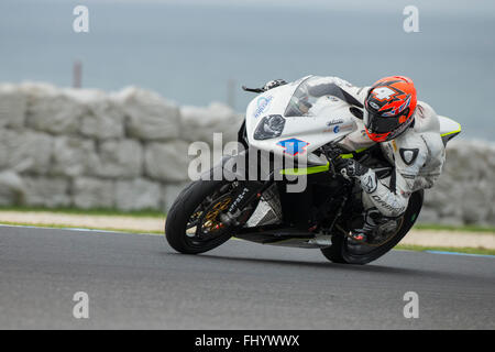 Phillip Island, Australie. Feb 27, 2016. Phillip Island, Australie. Les essais libres n°3. Gino Rea, GRT Racing Team. Championnat du Monde FIM Supersport, ronde 1. Credit : Russell Hunter/Alamy Live News Banque D'Images