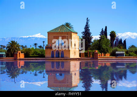 La belle dans la Menara Marrakech Maroc. Banque D'Images