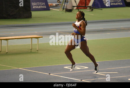 EIS Sheffield, Sheffield, Royaume-Uni. Feb 27, 2016. La piscine d'Athlétisme le premier jour. Asha Phillip remporte sa chaleur de la 60m. Credit : Action Plus Sport/Alamy Live News Banque D'Images