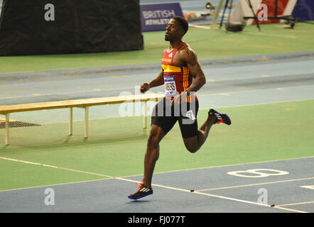 EIS Sheffield, Sheffield, Royaume-Uni. Feb 27, 2016. La piscine d'Athlétisme le premier jour. Dwain Chambers remporte sa chaleur du 60m. Credit : Action Plus Sport/Alamy Live News Banque D'Images