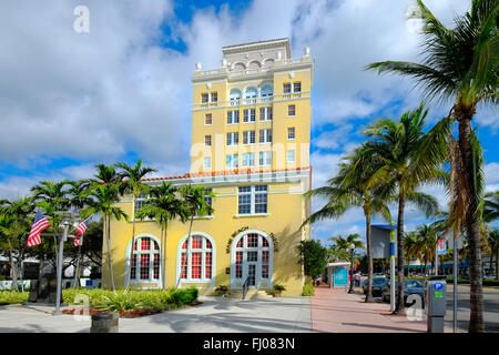 La magnifique vieille ville de Miami Beach FL Floride Hall l'Art Déco de South Beach Ocean Drive Banque D'Images