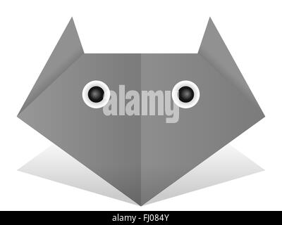 Chat Origami sur un fond blanc. Banque D'Images