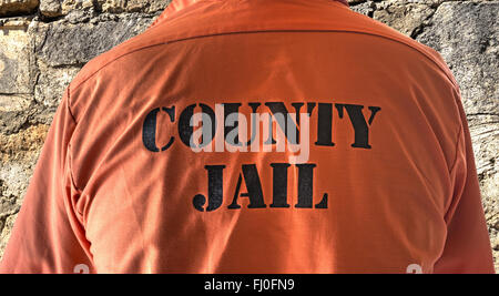 Gros plan d'une chemise orange prisonnier Banque D'Images