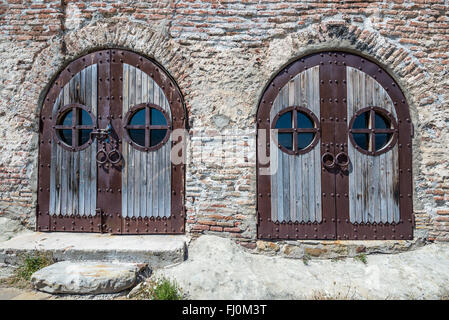 9e - 10e siècle basilique en Uplistsikhe (la forteresse du seigneur) rupestres antiques en Géorgie, ville de la région de Shida Kartli Banque D'Images