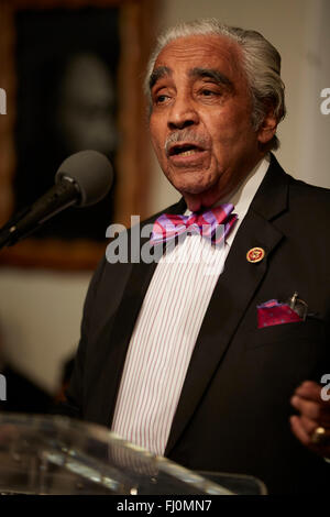 NY Le congressiste Charles Rangel parle lors de la 2016 Martin Luther King Jr jour célébration à la maison de Justice dans la NAN Harlem Banque D'Images