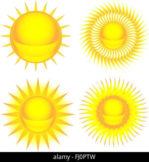 Icon Set soleil isolé sur le fond blanc. L'astronomie. Prévisions météorologiques. Illustration vecteur de fond numérique. Illustration de Vecteur
