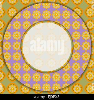 Cadre photo circulaire sur toile motif floral. Illustration vecteur de fond numérique. Illustration de Vecteur