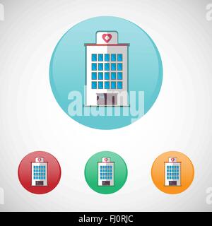 Bâtiment de l'hôpital. Les soins de santé. Vecteur de fond numérique medical icon set isolé sur boutons ronds colorés. Illustration de Vecteur