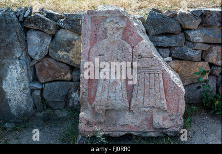 Vieilles pierres sculptées dans le monastère de la grotte Vardzia, exhumés dans les pentes de la montagne, Erusheti Samtskhe-Javakheti, Géorgie Banque D'Images